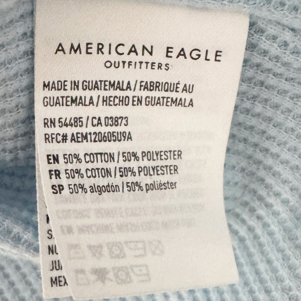 American Eagle Ladybug Babydoll Tee Womens Sz Medium Light Blue Cropped Tank Top - Picture 5 of 8